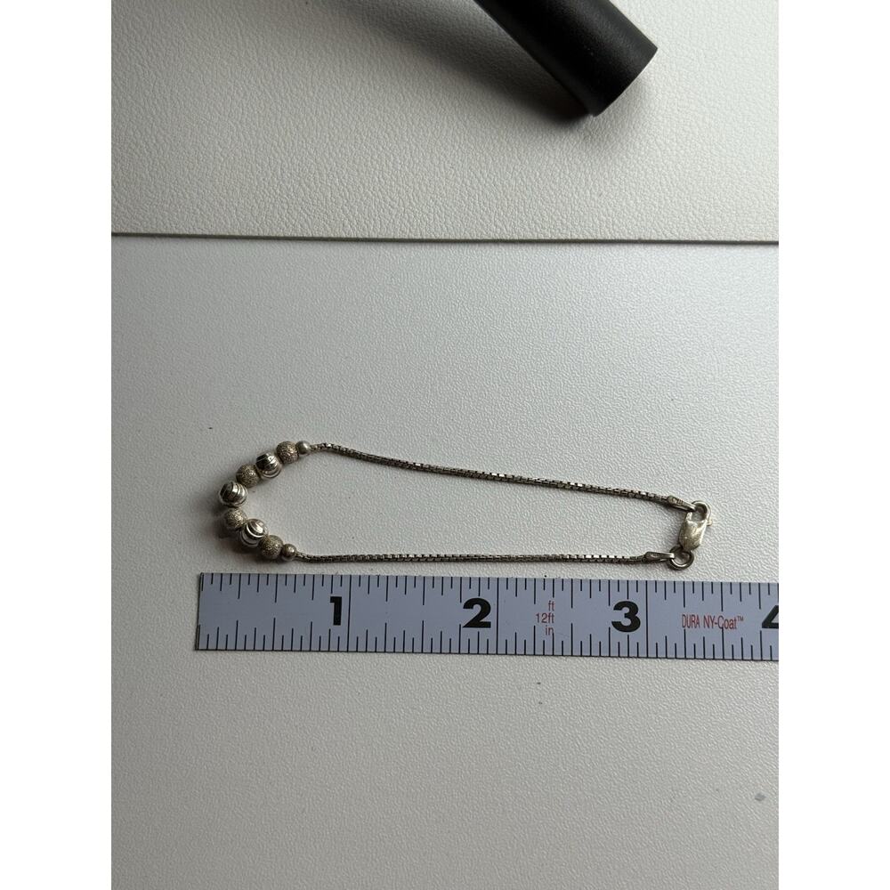 Ball Bead Centers Sterling Silver Box Chain Necklace 15-7/8 & Bracelet 7" Italy - Picture 2 of 16